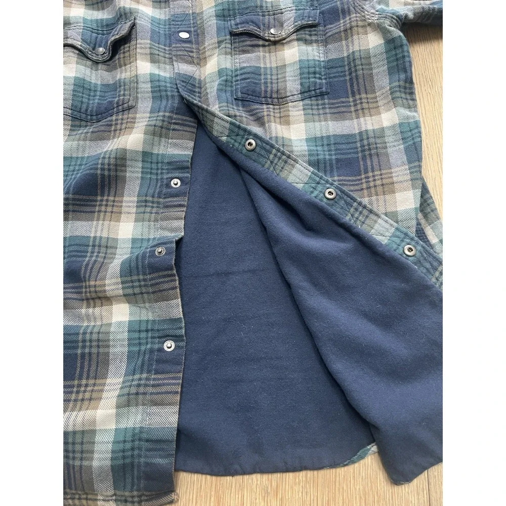 Banana Republic Men's Long Sleeve Plaid Flannel With‎ Snaps Standard Fit Large